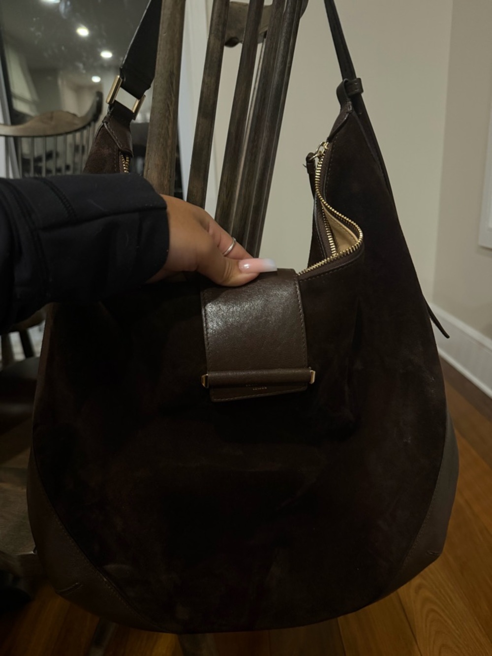 Jimmy Choo Dark Brown Suede Shoulder Hobo Bag